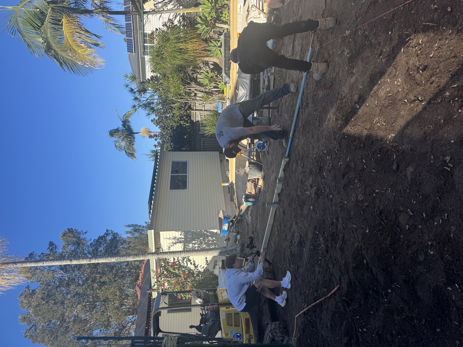 Grab Social filming a landscaping crew at work on site